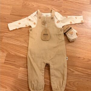 Rabbit + Bear Baby Overalls Outfit NWT